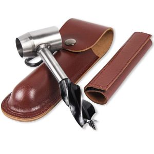Woodworking Hand Drill Outdoor Survival Drill Hand Screw Drill With PU Case (Brown)