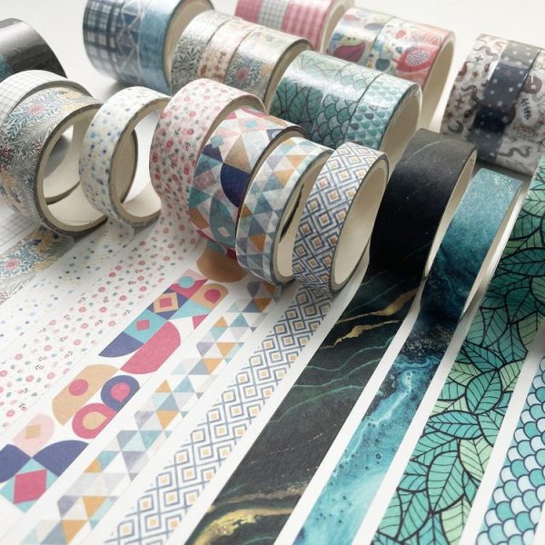 3 Sets / 9 Rolls 4585 3m Paper Bronzing Hand Account Tape Set (Blues) - Image 2