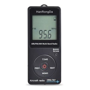 HanRongDa Mini Aviation Band Radio Can Set Automatic Shutdown FM, AM, AIR Radio (Black)