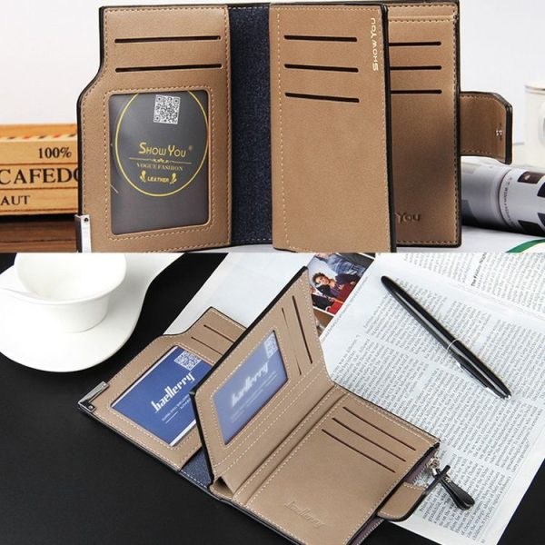 Baellerry Casual Multifunctional Wallet Zipper Buckle Tri-fold Coin Purse For Men (Blue) - Image 5