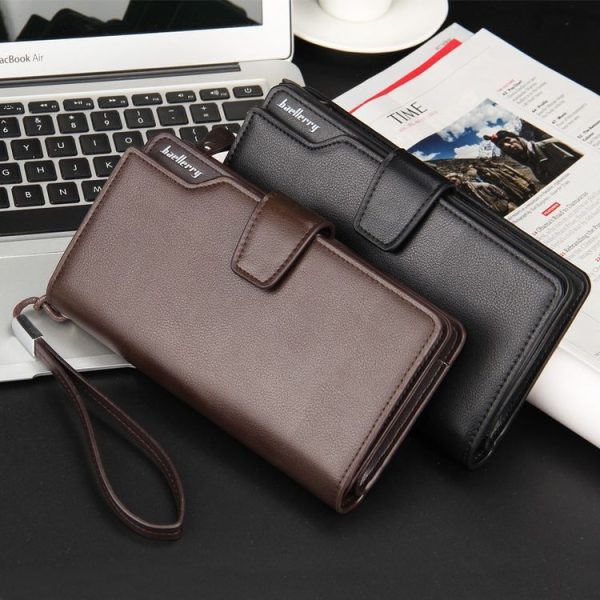 Baellerry Casual Wallet Long Clutch Tri-fold Wallet Multifunctional Phone Bag For Men (Black) - Image 2