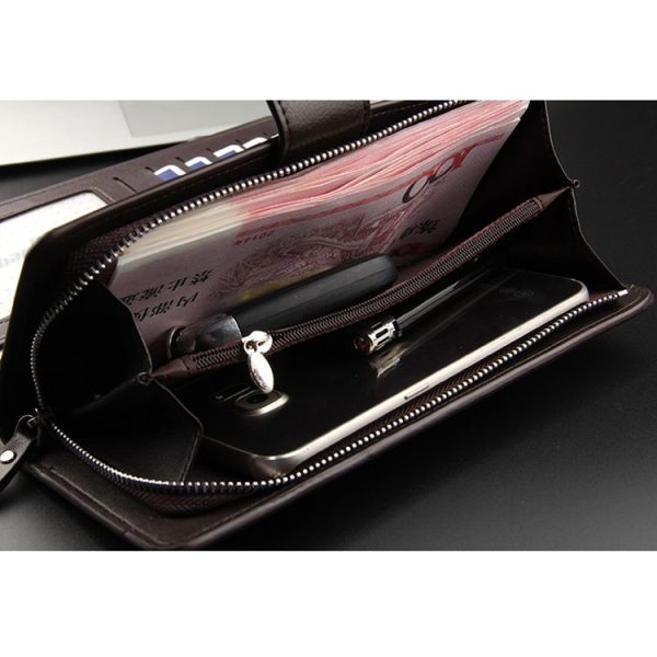 Baellerry Casual Wallet Long Clutch Tri-fold Wallet Multifunctional Phone Bag For Men (Black) - Image 6