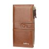 Baellerry Ladies Long Large Capacity Buckle Zip Clutch Multi-Card Wallet (Brown)