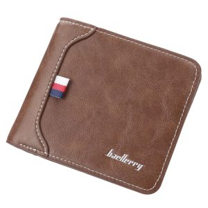 Baellerry Short Wallet Tri-fold Horizontal Coin Purse For Men (Dark Coffee)