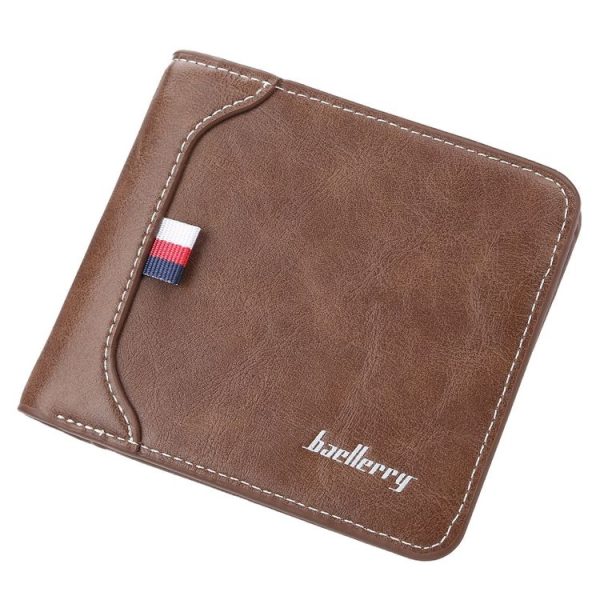 Baellerry Short Wallet Tri-fold Horizontal Coin Purse For Men (Dark Coffee)
