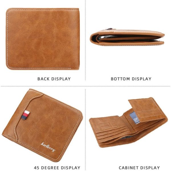 Baellerry Short Wallet Tri-fold Horizontal Coin Purse For Men (Dark Coffee) - Image 3