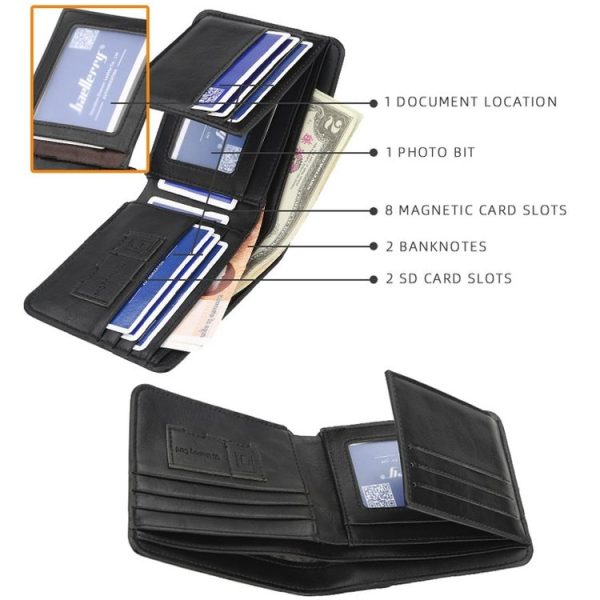 Baellerry Short Wallet Tri-fold Horizontal Coin Purse For Men (Dark Coffee) - Image 5