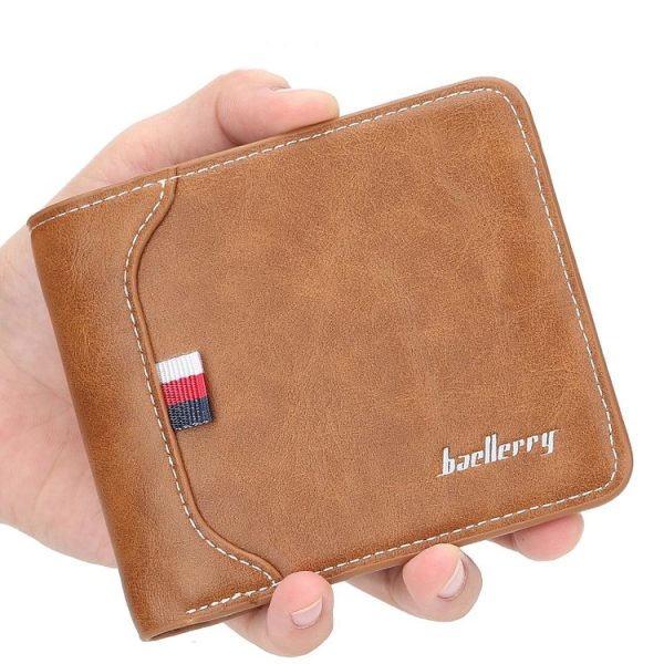 Baellerry Short Wallet Tri-fold Horizontal Coin Purse For Men (Dark Coffee) - Image 7