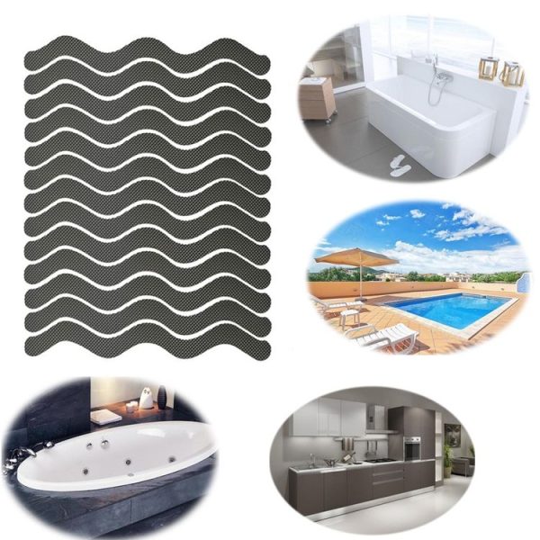 24pcs / Bag Wavy Shaped Safety Bathtub Non-Slip Sticker, Specification: 1.3 x 18cm (Grey)