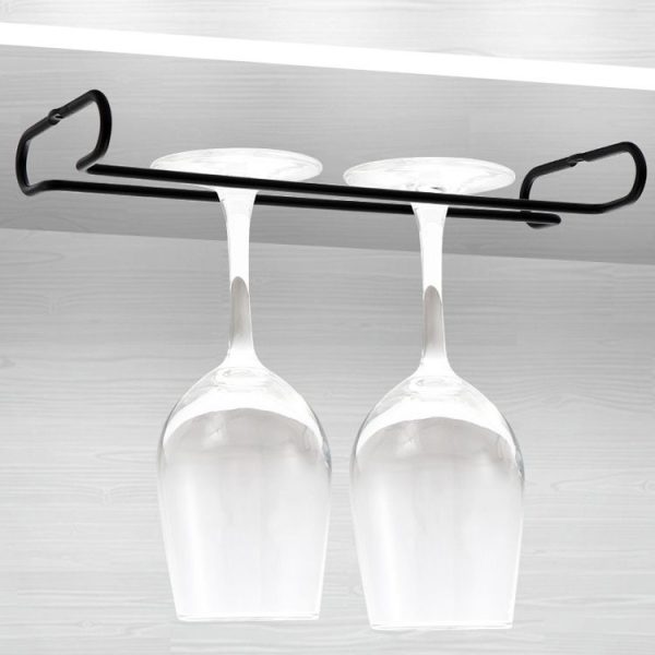 Simple Single-Row Red Wine Cup Inverted Rack (Dumb Black) - Image 4