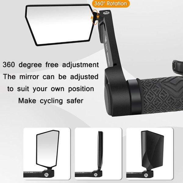WEST BIKING Bicycle Handlebar Folding Mirror (Black) - Image 5