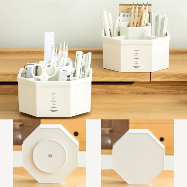 Simple Modern Large Capacity Office Desktop Storage Pen Holder, Colour: Frosted Transparent Rotary - Image 4