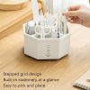 Simple Modern Large Capacity Office Desktop Storage Pen Holder, Colour: Frosted Transparent Rotary - Image 5