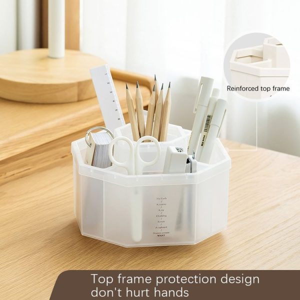 Simple Modern Large Capacity Office Desktop Storage Pen Holder, Colour: Frosted Transparent Rotary - Image 6