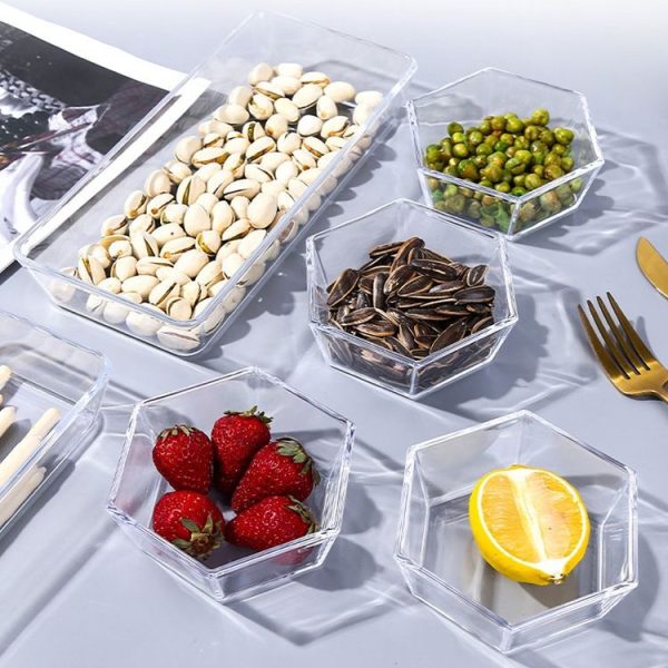 2 PCS Geometric Snack Plate, Style: Rectangular (Transparent) - Image 2