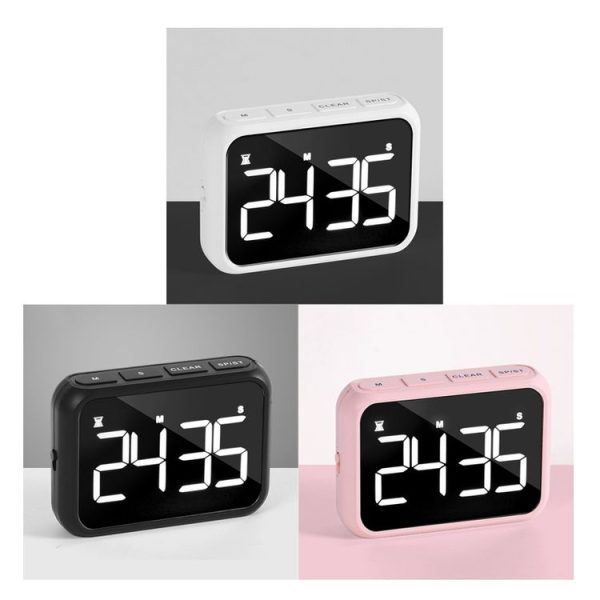 Rechargeable Large Screen LCD Electronic Timing Reminder Alarm Clock Kitchen Baking Timer (White) - Image 2