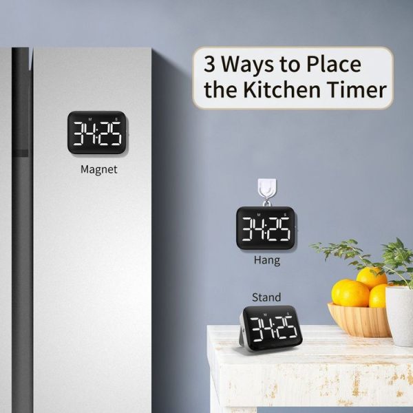 Rechargeable Large Screen LCD Electronic Timing Reminder Alarm Clock Kitchen Baking Timer (White) - Image 7