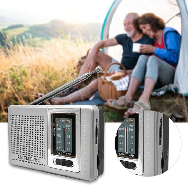 INDIN BC-R2011 AM FM Radio Pocket Mini Wide Reception Telescopic Antenna Radio (Silver Gray) - Image 5