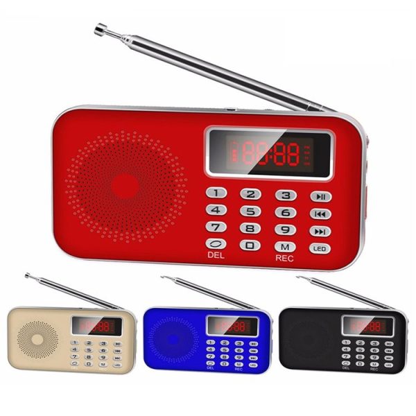 Y-619 FM / AM Mini Radio MP3 Rechargeable Music Player Support TF / SD Card with LED Display (Gold) - Image 2
