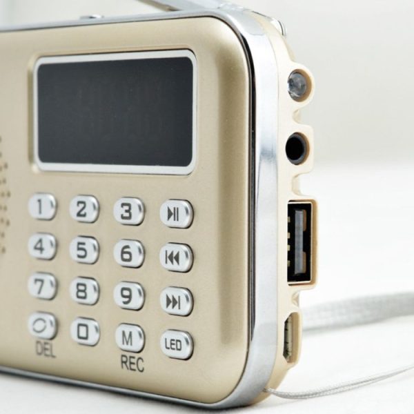 Y-619 FM / AM Mini Radio MP3 Rechargeable Music Player Support TF / SD Card with LED Display (Gold) - Image 6