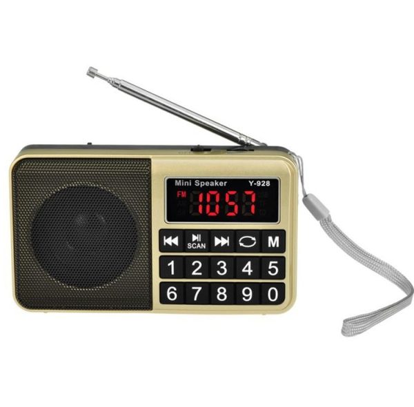 Y-928 FM Radio LED Display MP3 Support TF Card U Disk (Gold)