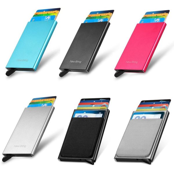 NEWBRING Metal Wallet Automatic Pop-up Anti-degaussing Card Holder, Colour: Gray With Back Stickers - Image 2