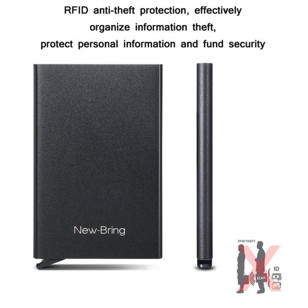 NEWBRING Metal Wallet Automatic Pop-up Anti-degaussing Card Holder, Colour: Gray With Back Stickers - Image 4