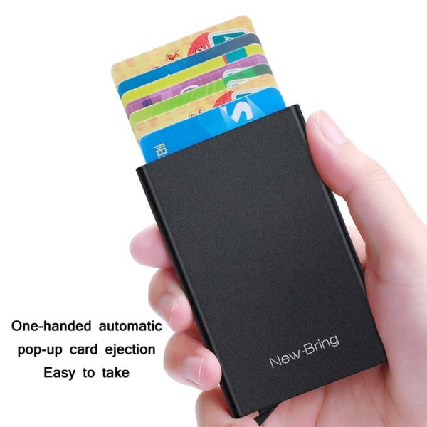 NEWBRING Metal Wallet Automatic Pop-up Anti-degaussing Card Holder, Colour: Gray With Back Stickers - Image 5