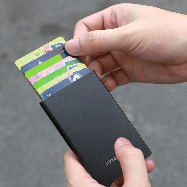 NEWBRING Metal Wallet Automatic Pop-up Anti-degaussing Card Holder, Colour: Gray With Back Stickers - Image 6