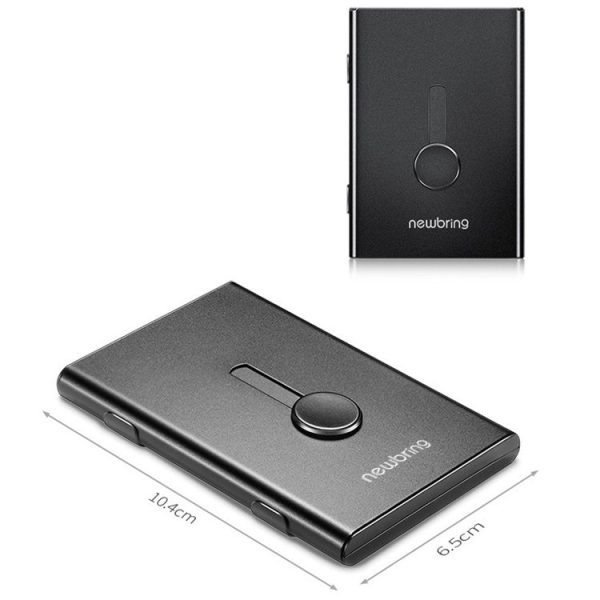 NEWBRING Large Capacity Hand Push Metal Business Card Holder (Black) - Image 3