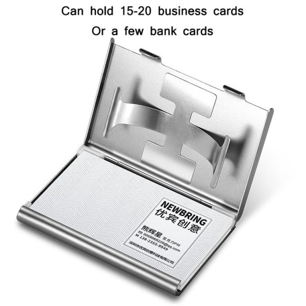 NEWBRING Large Capacity Hand Push Metal Business Card Holder (Black) - Image 4