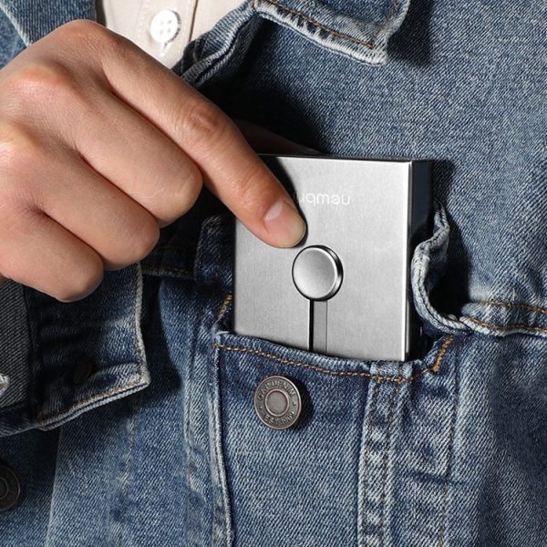 NEWBRING Large Capacity Hand Push Metal Business Card Holder (Black) - Image 6