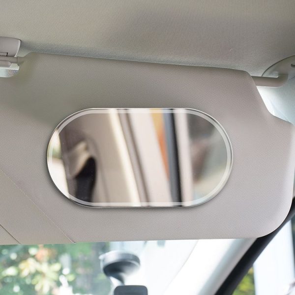 Sun Visor High-Definition Mirror Stainless Steel Makeup Mirror Oval Small - Image 4
