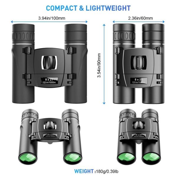 APEXEL 8 x 21 Zoom Binoculars Telephoto 3000m Long Distance Foldable HD Mini Telescope (Black) - Image 3