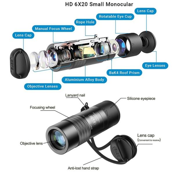 APEXEL 6X 0.3m Closest Focus Telescope Optics Lens Monocular for All Smartphones (Black) - Image 6