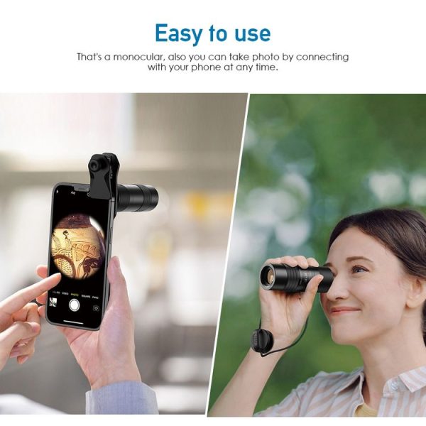 APEXEL 6X 0.3m Closest Focus Telescope Optics Lens Monocular for All Smartphones (Black) - Image 7