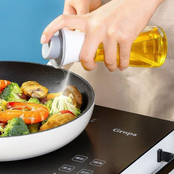 Large-caliber Press-type Cooking Barbecue Oil Spray Bottle (White) - Image 5