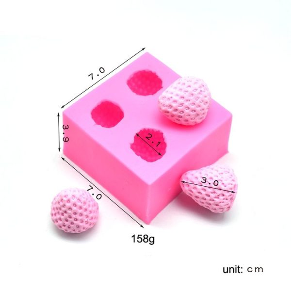Fondant Chocolate Cake Decorating Strawberry Silicone Mold (Pink) - Image 3