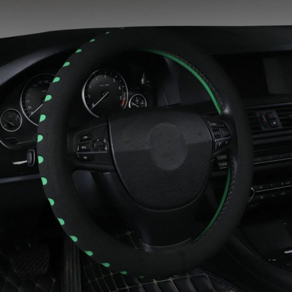 Sports Punched EVA Car Steering Wheel Cover, Size: 38cm (Green)