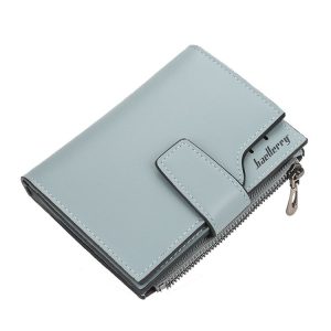 Baellerry N5013 Ladies Cropped Wallet Multi-Card Slot Zipper Buckle Coin Purse (Light Blue)