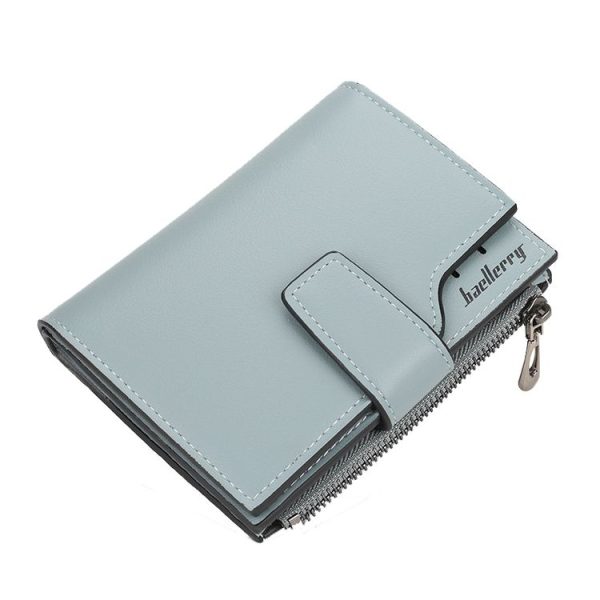 Baellerry N5013 Ladies Cropped Wallet Multi-Card Slot Zipper Buckle Coin Purse (Light Blue)