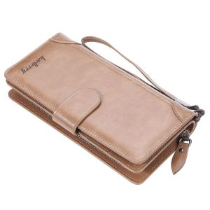 Baellerry S6701 Men Wallet Business Multi-card Mid-length Clutch Buckle Zipper Coin Purse (Brown)