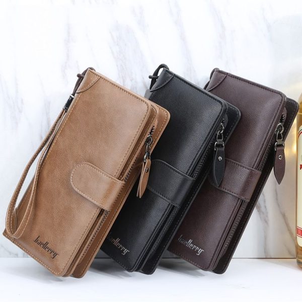 Baellerry S6701 Men Wallet Business Multi-card Mid-length Clutch Buckle Zipper Coin Purse (Brown) - Image 2