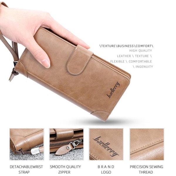 Baellerry S6701 Men Wallet Business Multi-card Mid-length Clutch Buckle Zipper Coin Purse (Brown) - Image 5