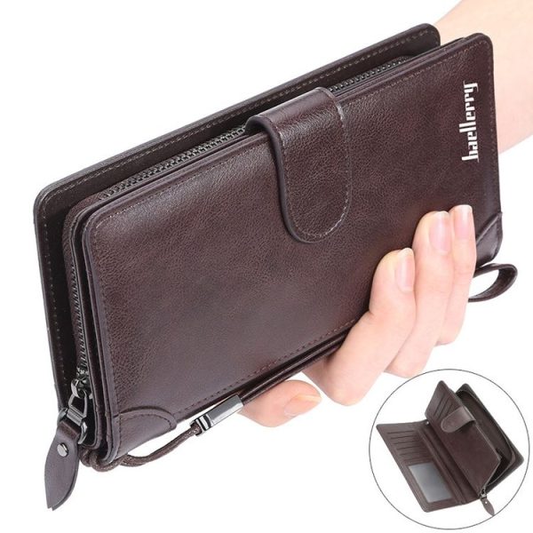 Baellerry S6701 Men Wallet Business Multi-card Mid-length Clutch Buckle Zipper Coin Purse (Brown) - Image 7