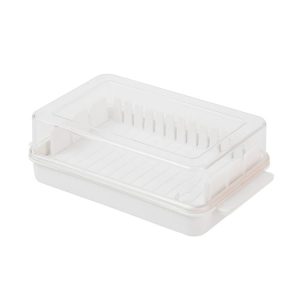 Transparent Large Capacity Butter Cut Storage Box (White)