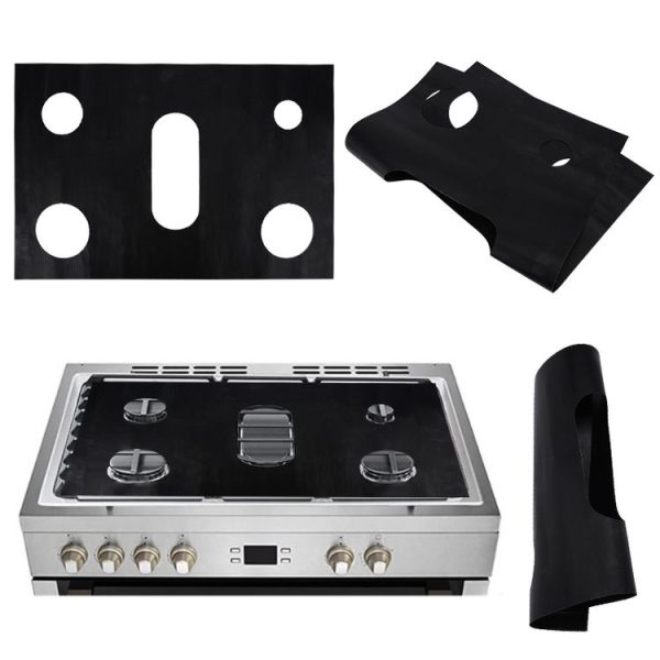 Gas Stove 5-hole Oil-proof Pad Teflon Protective Cover Anti-dirty Pad, Size: 0.2mm (Black)