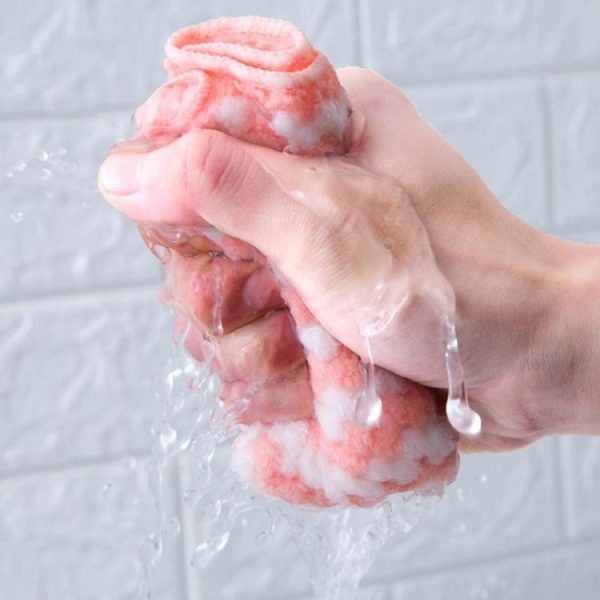 10 PCS Absorbent Wave Dish Cloth Rag Non-stick Oil Coral Velvet Dish Towel Random Color (25 x 25cm) - Image 5