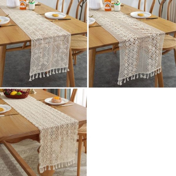 Widened And Stitched Rustic Knitted Hollow Tablecloth, Size: 30x280cm (Phoenix Double Stitching) - Image 2