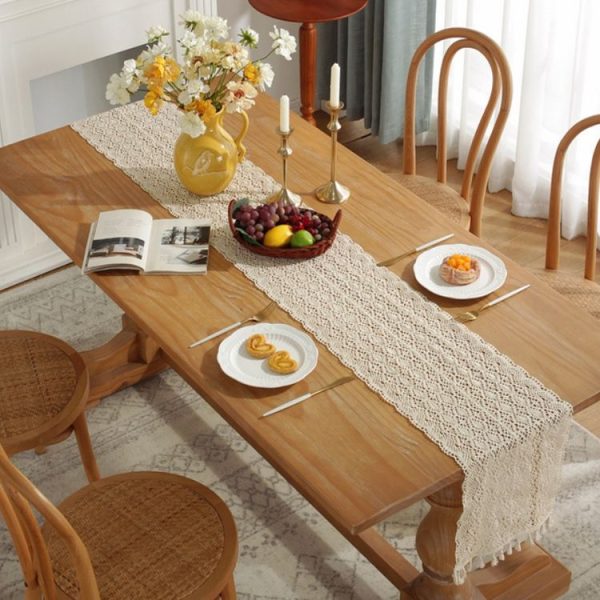 Widened And Stitched Rustic Knitted Hollow Tablecloth, Size: 30x280cm (Phoenix Double Stitching) - Image 6